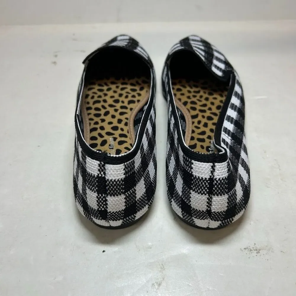 Journee Collection Womens 8.5 M Black Plaid Vickie Slip On Ballet Flats NIB RI6